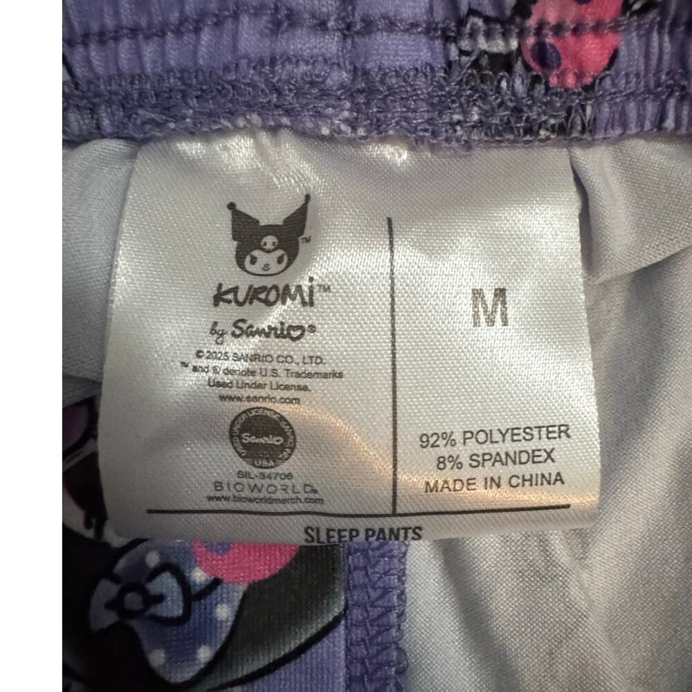 SANRIO KUROMI Sleep Pants NEW Purple Black Drawstring Pull-on Pants Size M - Picture 4 of 5